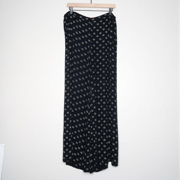 Cartonnier Anthropologie Womens Pants Size 14 Blue Cream Circles Wide Leg Sheer - Picture 1 of 13